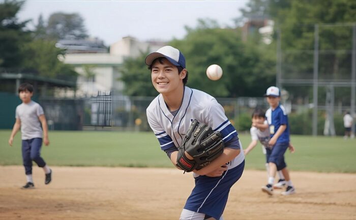 野球をして遊ぶ子供