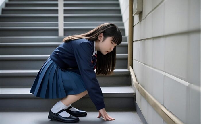 階段が回って見える