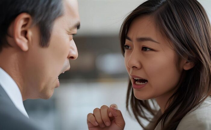 喧嘩をする男性と女性