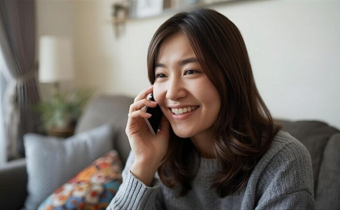 電話でカウンセリングを受ける女性