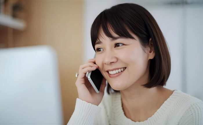 電話カウンセリングを受ける女性