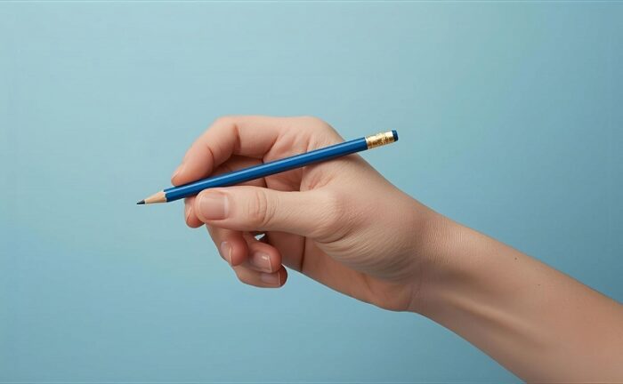 鉛筆を持つ右手