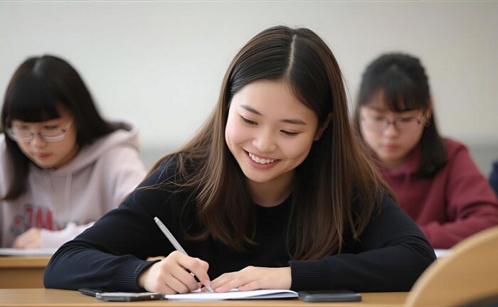 模擬試験を受ける女性