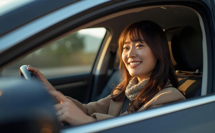 運転しながら気持ちが高揚している女性