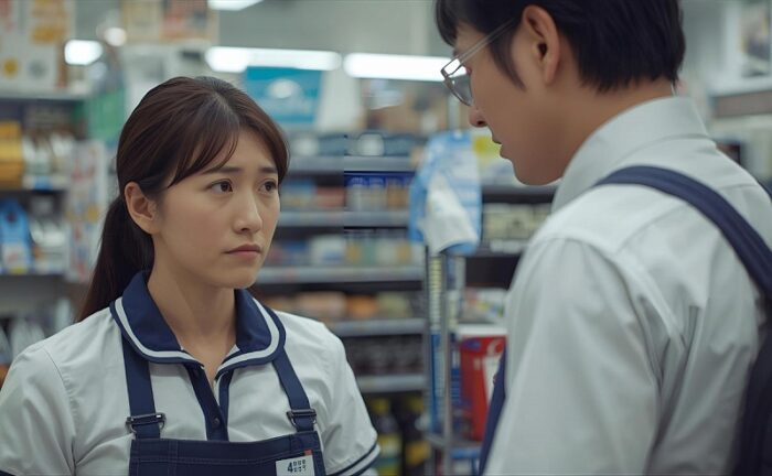 店長か叱られる女性店員