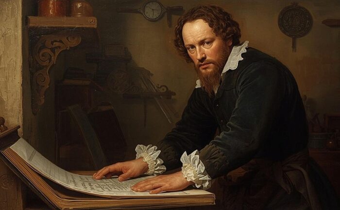 印刷の仕事をする男性