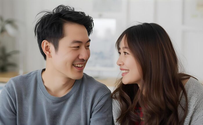 穏やかに会話をしている夫婦