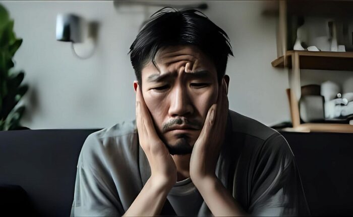 自分を責めている男性