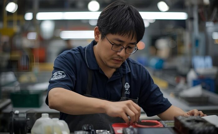 工場で働く男性