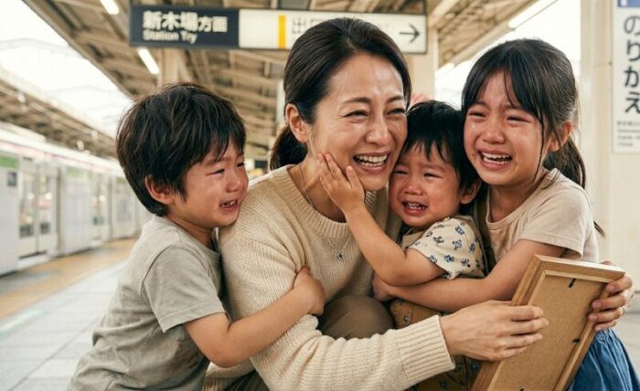 子供と再会して喜んでいる母親