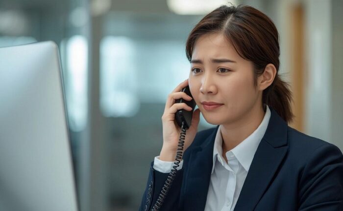 電話を受ける女性